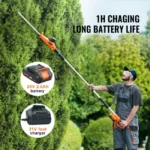 Taille-Haie Télescopique VEVOR 20V – Batterie 2 en 1, Lame 45,7 cm, Réglable et Sécurisé – Image 2