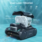 Robot nettoyeur de piscine sans fil M2, pour grandes piscines, batterie 10000mAh, nettoyage visuel activé, Filtration double couche – Image 6